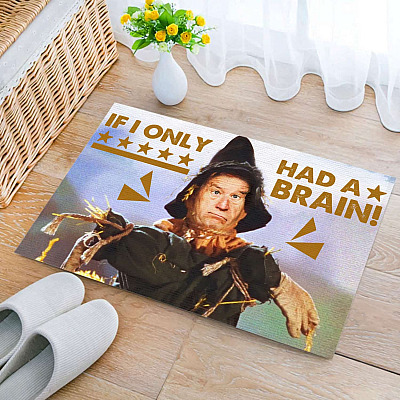 Alternative view of If I only Had a Brain Joe Biden Scarecrow Anti Biden Entrance Indoor Outdoor Decorative Doormat Wipe Your Feet Here Doormat