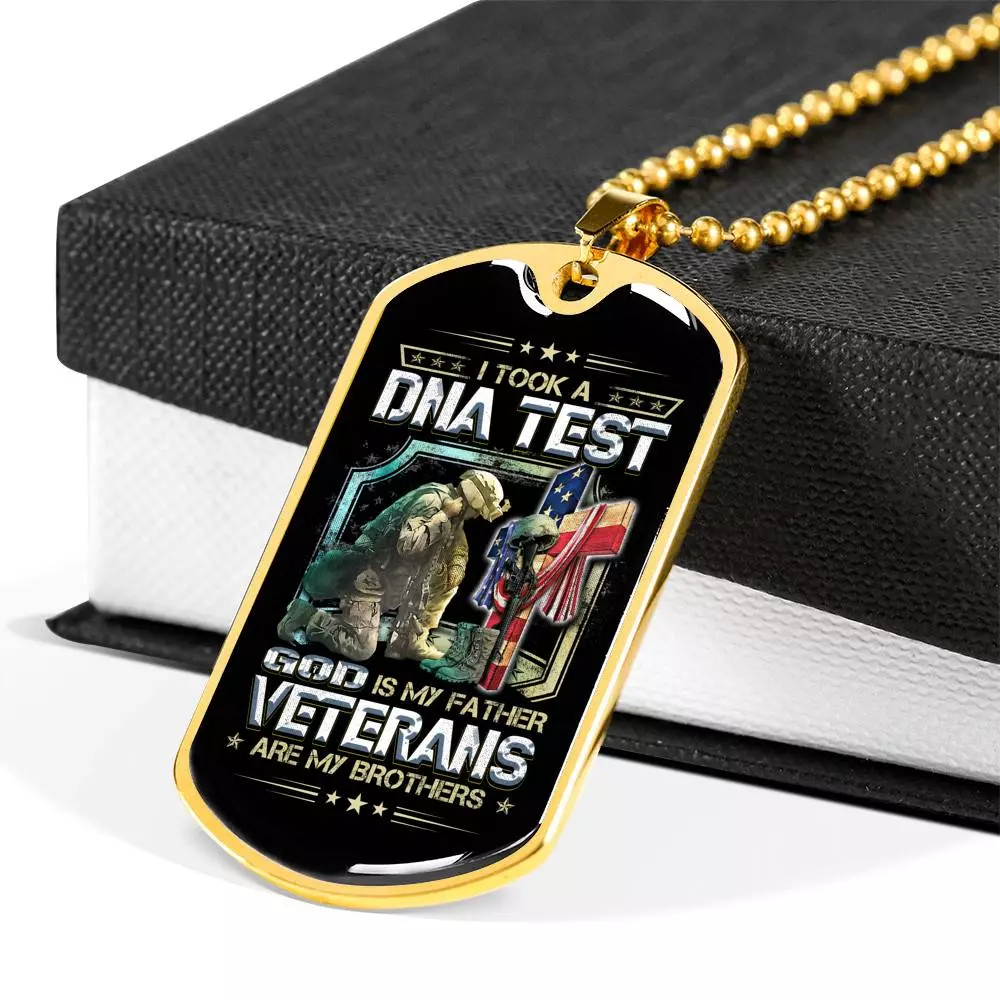 I Took A DNA Test God Is My Father Veterans Are My Brothers Dog Tag Pendant Necklace I Took A DNA Test God Is My Father Veterans Are My Brothers Dog Tag Pendant Necklace