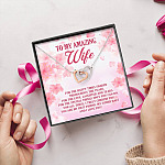 To My Amazing Wife For The Happy Times Shared Throughout The Years Interlocking Hearts Pendant Necklace