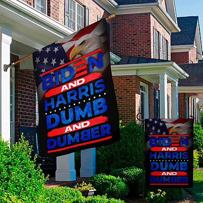 Alternative view of Biden Harris Dumb and Dumber Garden Flag - Impeach Biden Harris House Flag - Wall Flag