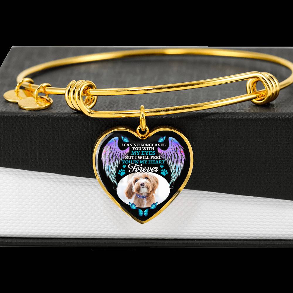 Personalized Photo I Can No Longer See You With My Eyes But I Will Feel You In My Heart Forever Hearts Pendant Necklace - Pet Loss Gift