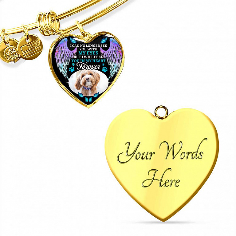 Personalized Photo I Can No Longer See You With My Eyes But I Will Feel You In My Heart Forever Hearts Pendant Necklace - Pet Loss Gift
