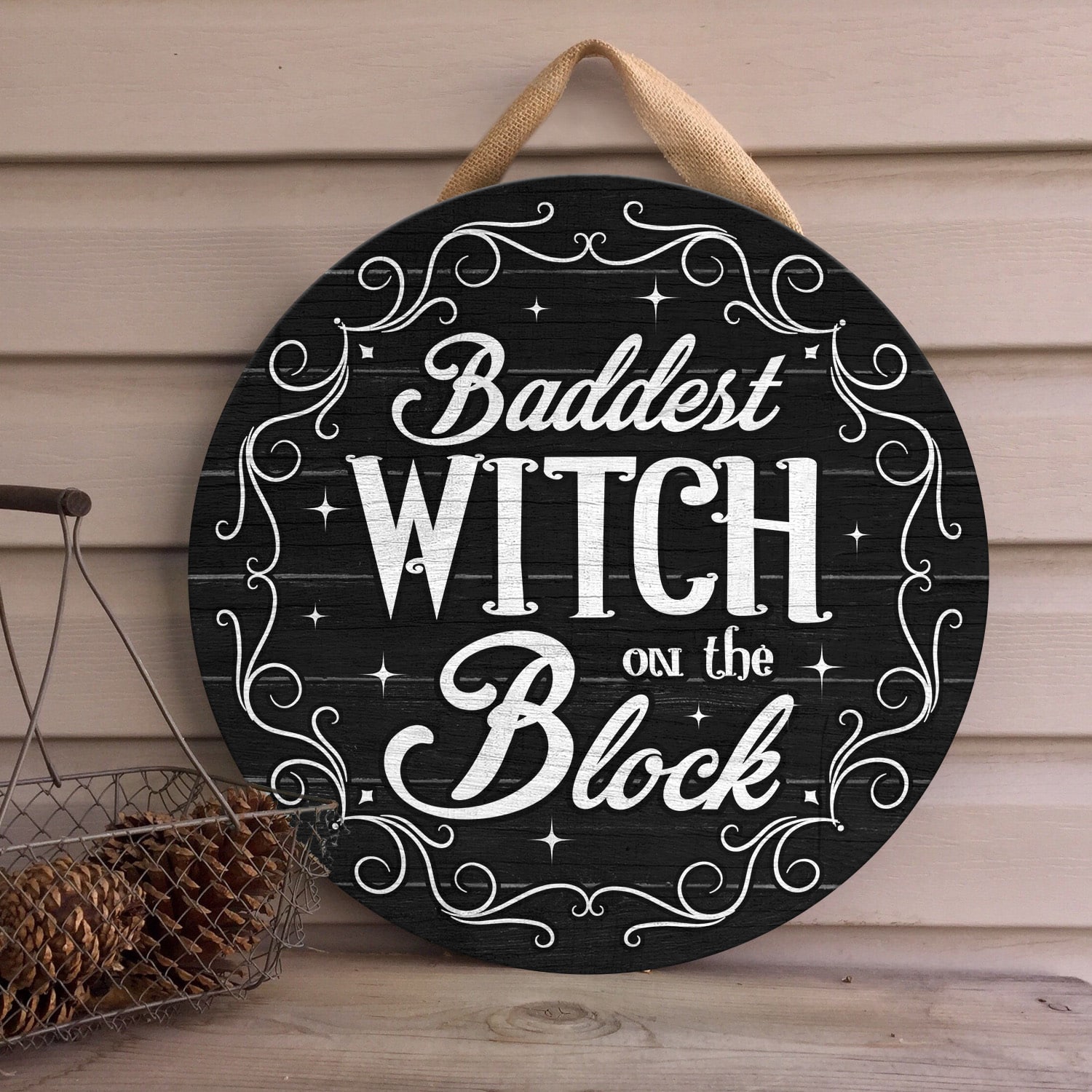 2NH. Baddest Witch (circle doorsign) (3) Door Sign Mockup 4