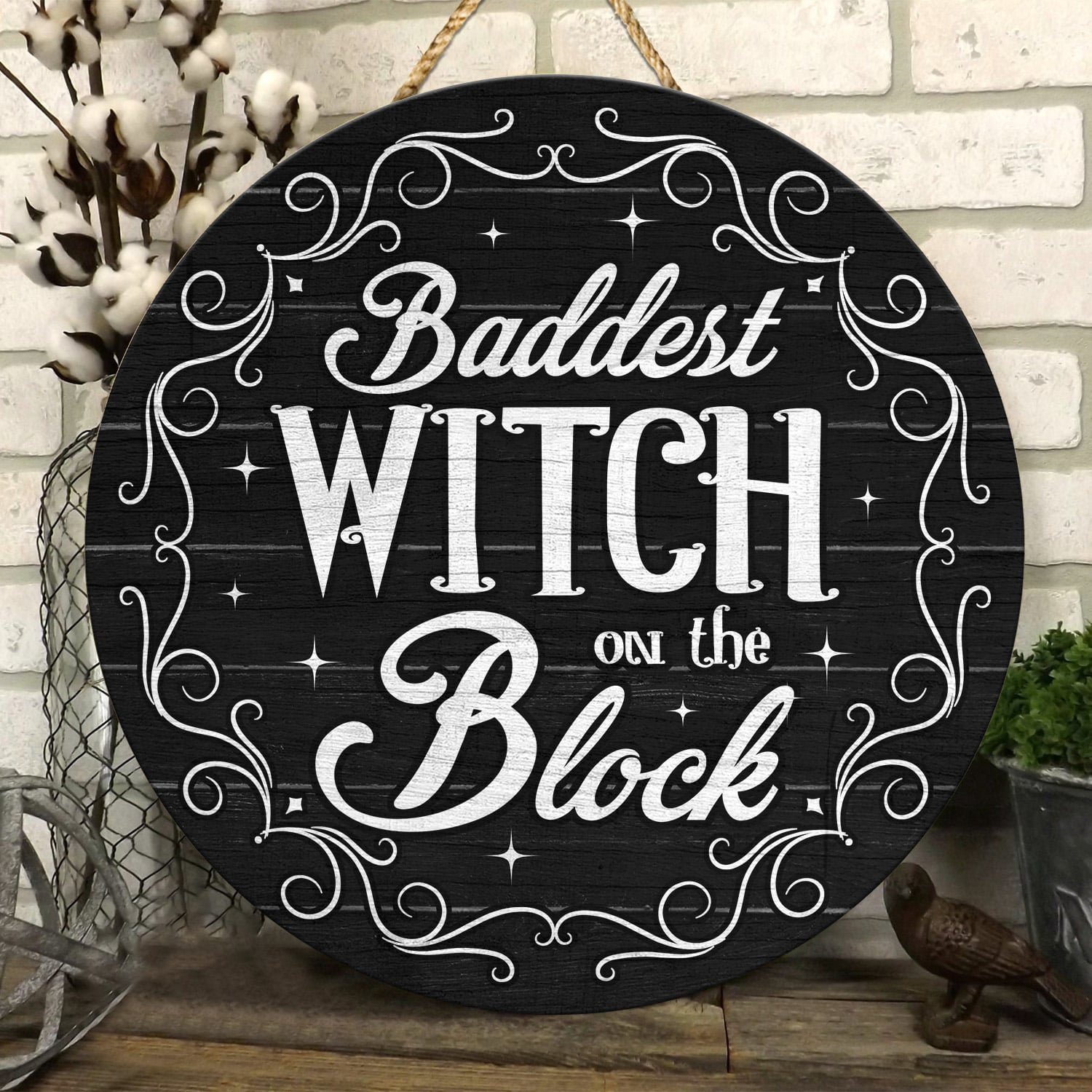 2NH. Baddest Witch (circle doorsign) (3) Door Sign Mockup 6