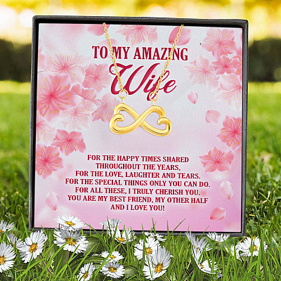 Alternative view of To My Amazing Wife For The Happy Times Shared Throughout The Years Infinity Heart Pendant Necklace