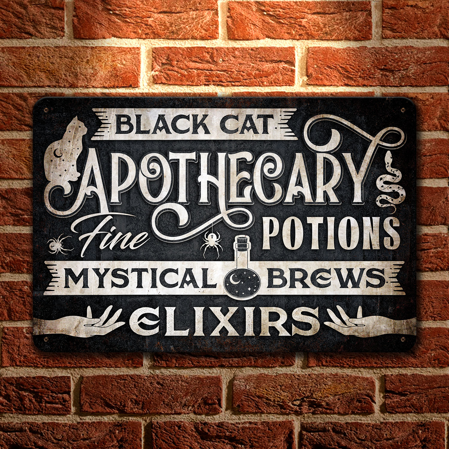 46 HG. Black Cat Apothecary-metal sign Metal Sign Mockup 1