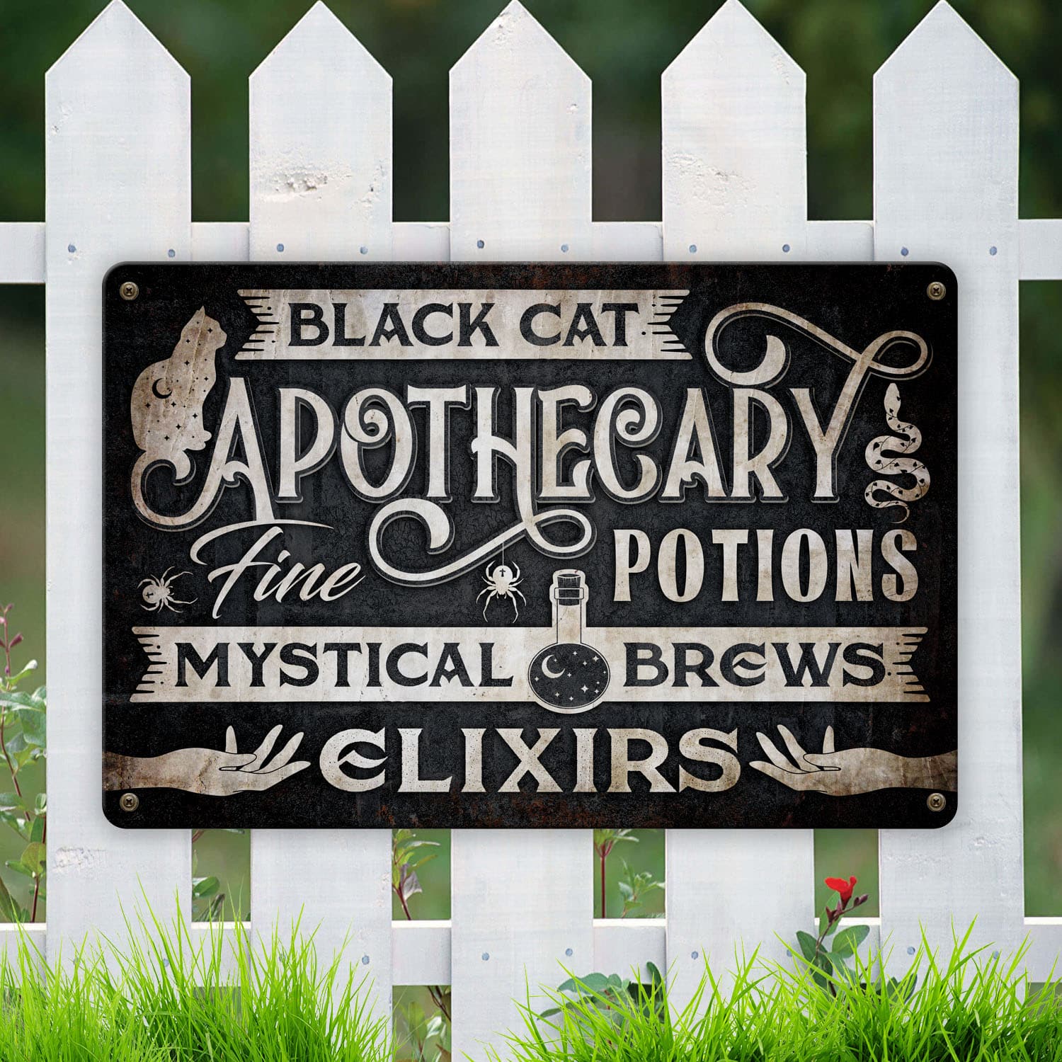 46 HG. Black Cat Apothecary-metal sign Metal Sign Mockup 6