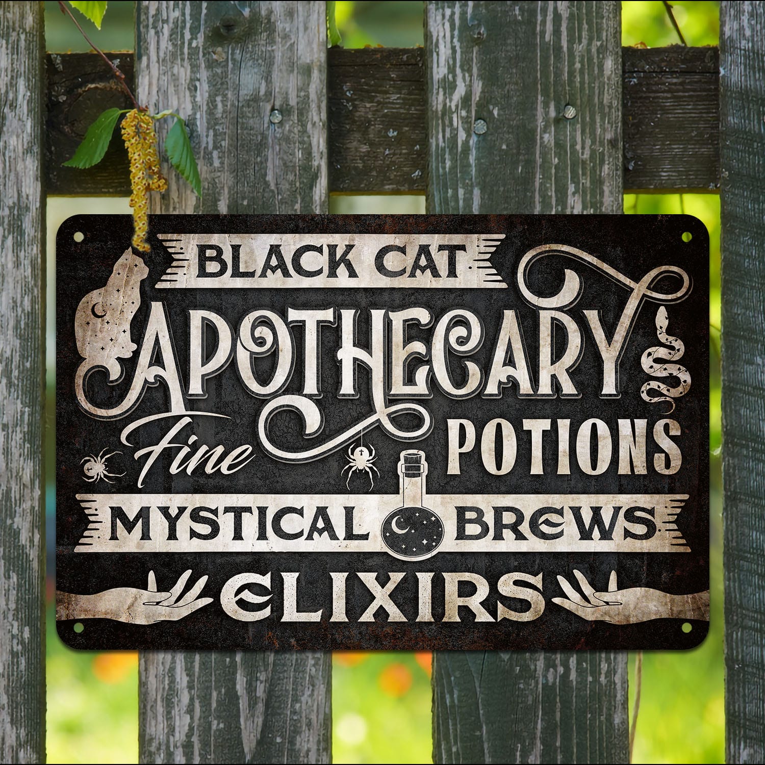 46 HG. Black Cat Apothecary-metal sign Metal Sign Mockup 9