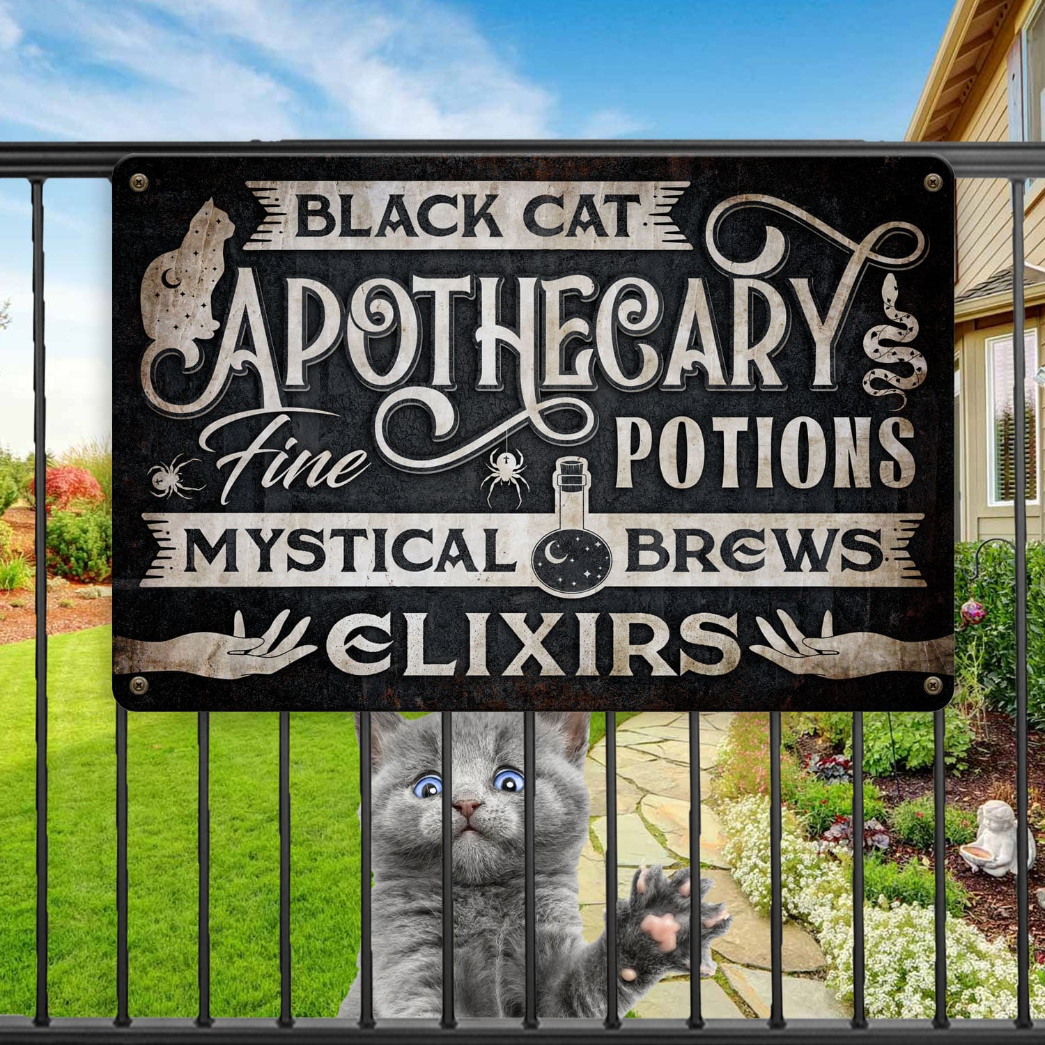 46 HG. Black Cat Apothecary-metal sign Metal Sign Mockup 11