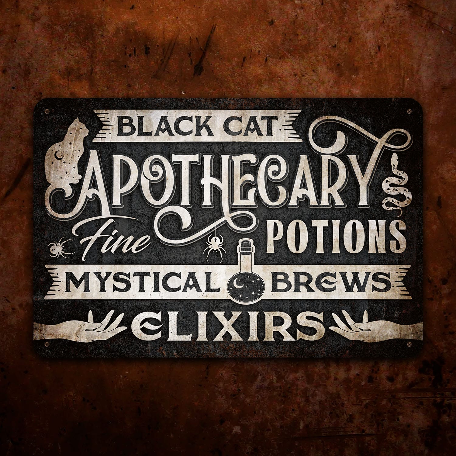 46 HG. Black Cat Apothecary-metal sign Metal Sign Mockup 14