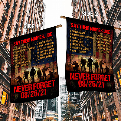 Alternative view of Names of 13 Fallen Soldiers Heroes Outdoor Garden Flag - Say Their Names Joe House Flag - Wall Flag