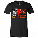 Peace Love Respiratory Halloween F, Black, V-Neck T-Shirt