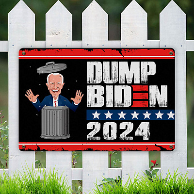 Dump Biden 2024 Metal Sign - Indoor Outdoor Decor Farmhouse - Anti Biden Sign - Funny Political Sign