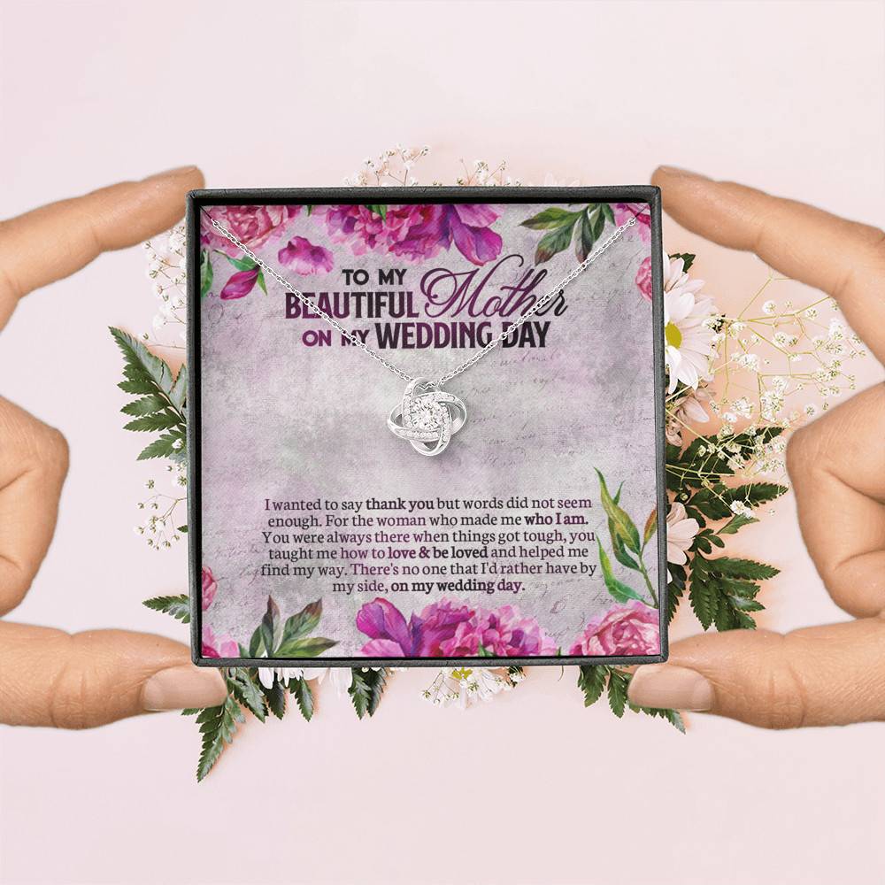To My Beautiful Mother On My Wedding Day Love Knot Necklace - Mother Of The Bride Gifts From Daughter To My Beautiful Mother On My Wedding Day Love Knot Necklace - Mother Of The Bride Gifts From Daughter