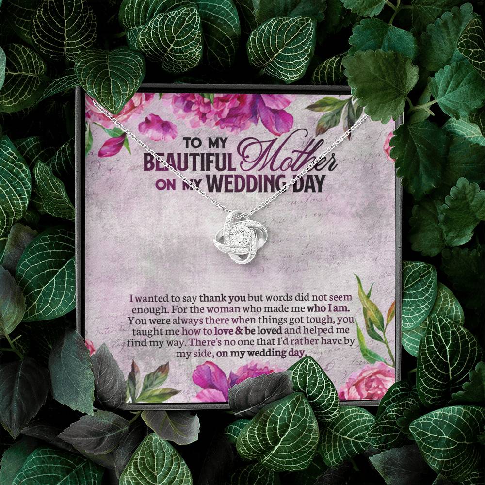 To My Beautiful Mother On My Wedding Day Love Knot Necklace - Mother Of The Bride Gifts From Daughter To My Beautiful Mother On My Wedding Day Love Knot Necklace - Mother Of The Bride Gifts From Daughter