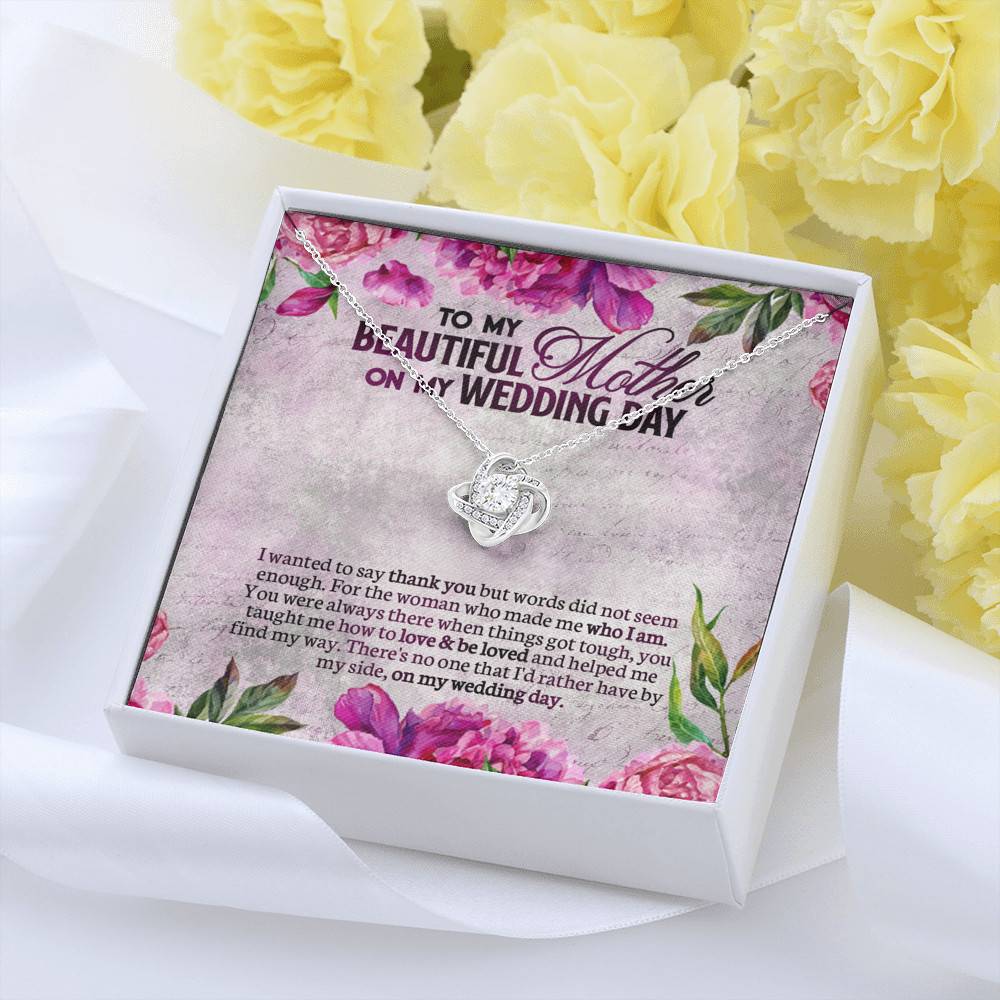 To My Beautiful Mother On My Wedding Day Love Knot Necklace - Mother Of The Bride Gifts From Daughter To My Beautiful Mother On My Wedding Day Love Knot Necklace - Mother Of The Bride Gifts From Daughter