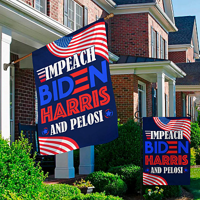 Alternative view of Impeach Biden Harris and Pelosi Flag Anti Biden Not My President Outdoor Indoor Decorative Garden Flag - House Flag