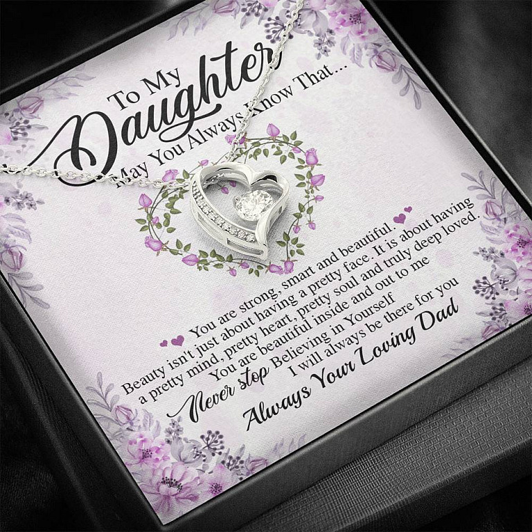 Personalized Gift From Dad To My Daughter Saying Always Remember You Are Forever Love Necklace - Daughter Inspirational Necklace