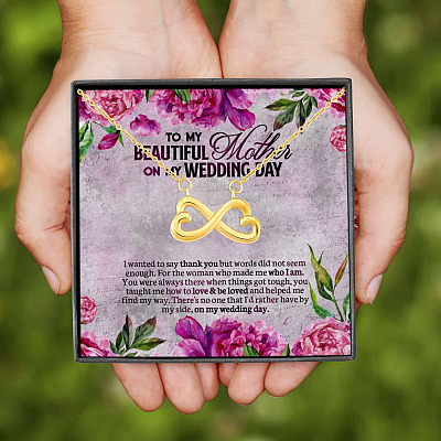 Alternative view of To My Beautiful Mother On My Wedding Day Infinity Heart Pendant Necklace - Mother Of The Bride Gifts From Daughter