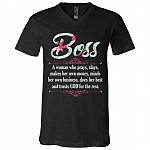 10VT. Boss Trusts God For The Rest, Black, V-Neck T-Shirt