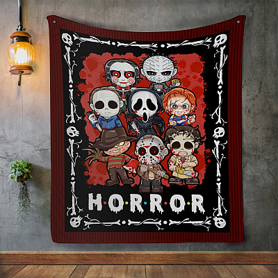 Horror Movie Fleece Blanket – Mink Blanket – Woven Blanket - Michael Freddy Jason Horror Character Blanket
