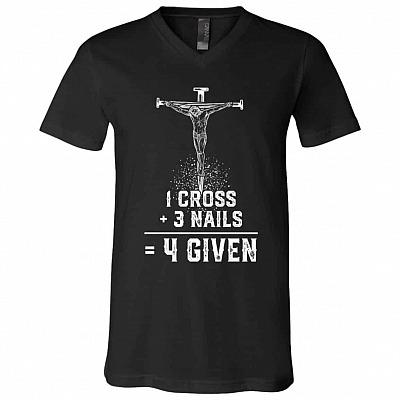 cross, Black, V-Neck T-Shirt