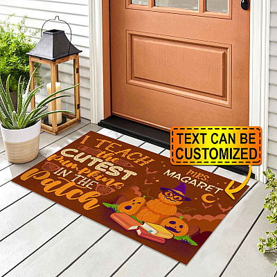 Alternative view of I Teach The Cutest Pumpkin In The Patch Halloween Personalized Name Classroom Outdoor Indoor Doormat