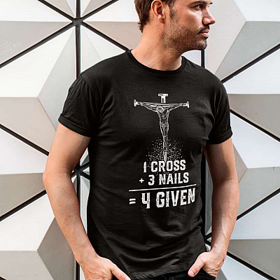 Alternative view of 1 Cross 3 Nails 4 Given Religious Jesus Faith T-Shirt - V-Neck Shirt