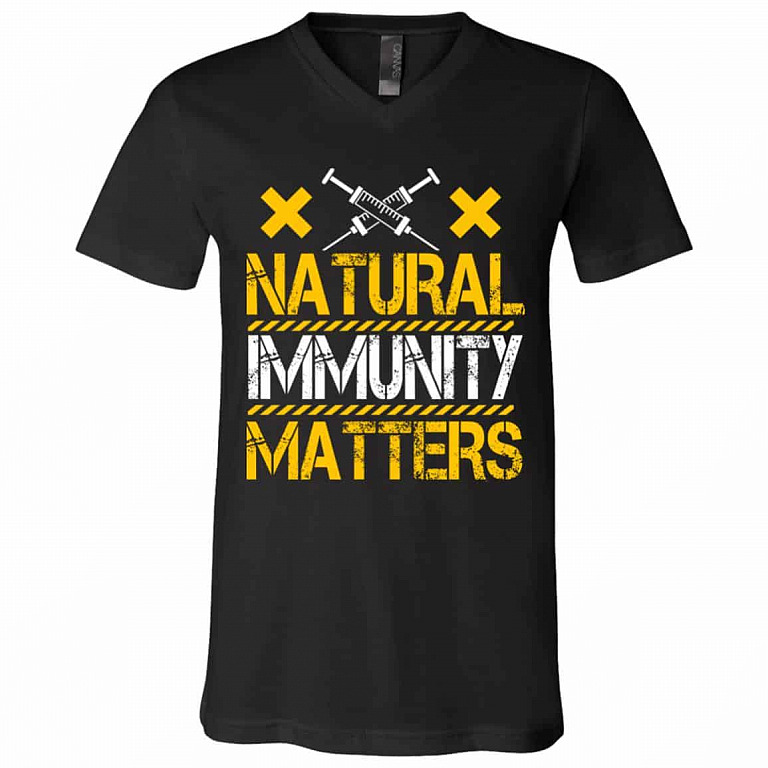 Natural Immunity Matters Tshirt, Black, V-Neck T-Shirt