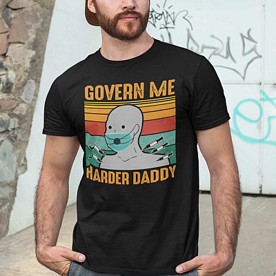 Alternative view of Govern Me Harder Daddy Funny Vaccine Vintage Retro T-Shirt - V-Neck Shirt