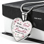 With God All Things Are Possible Mathew 19 26 Christian Heart Pendant Necklace for Women