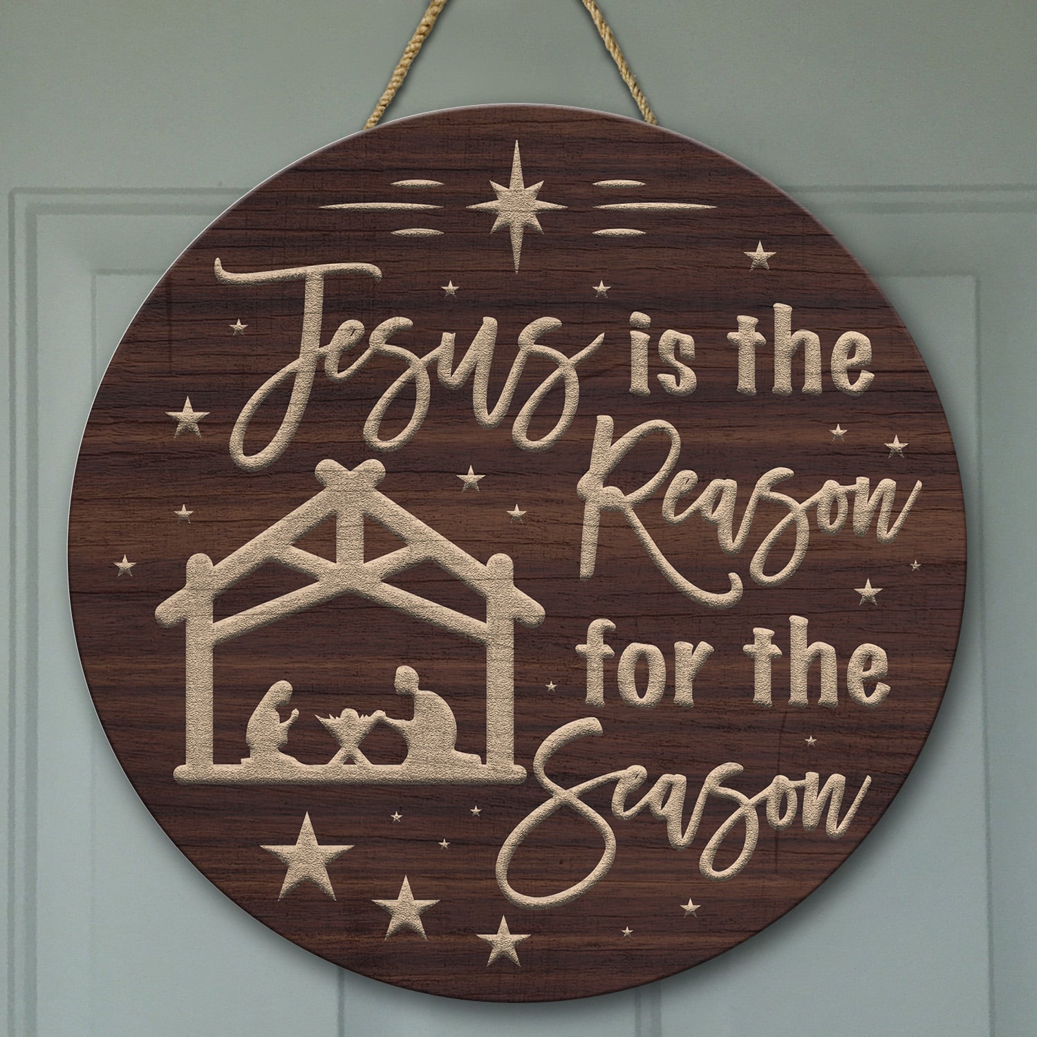 7LV. Jesus is The Reason Circle Doorsign (5) Door Sign Mockup 9