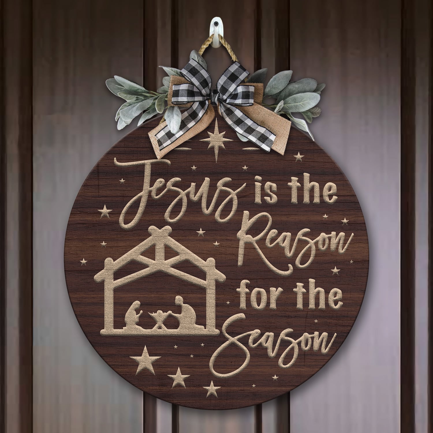 7LV. Jesus is The Reason Circle Doorsign (5) Door Sign Mockup 7