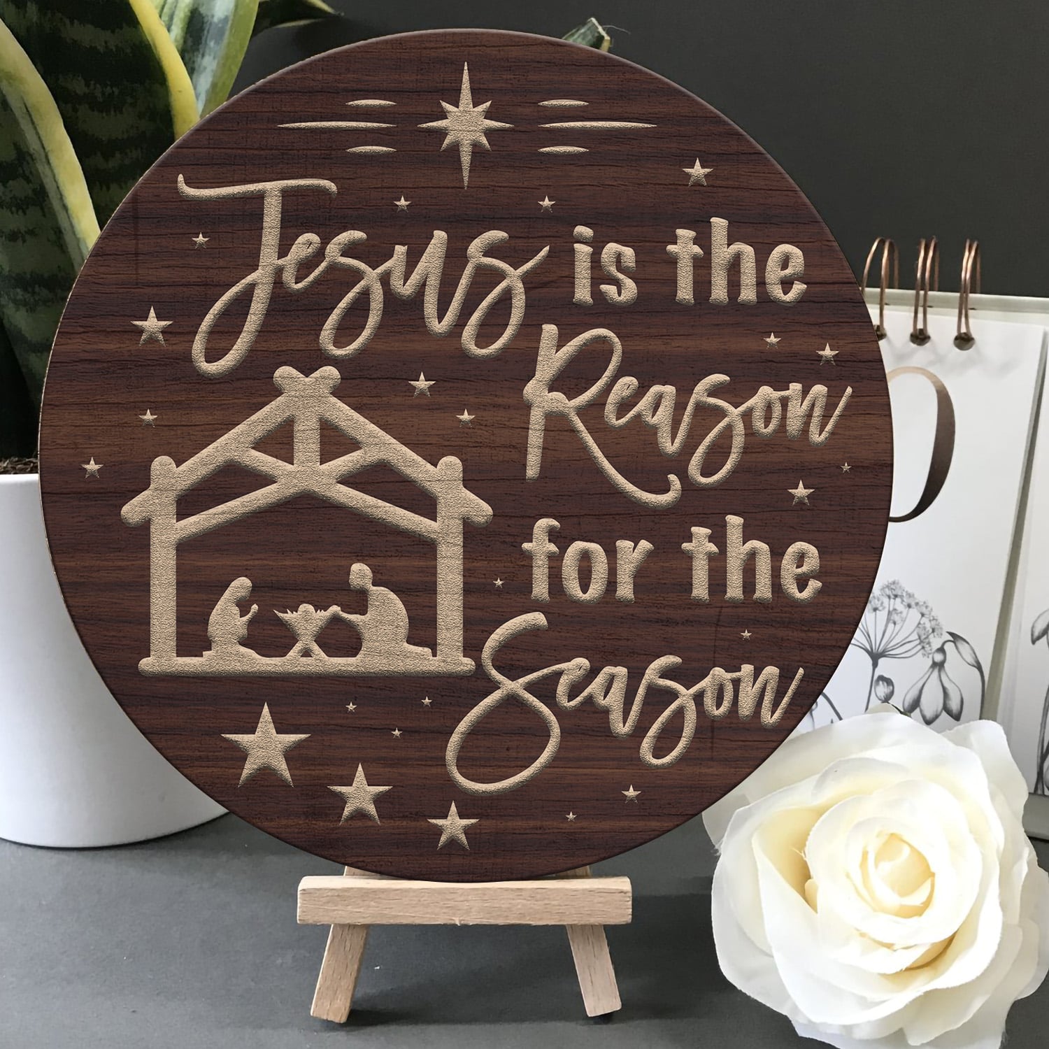 7LV. Jesus is The Reason Circle Doorsign (5) Door Sign Mockup 5
