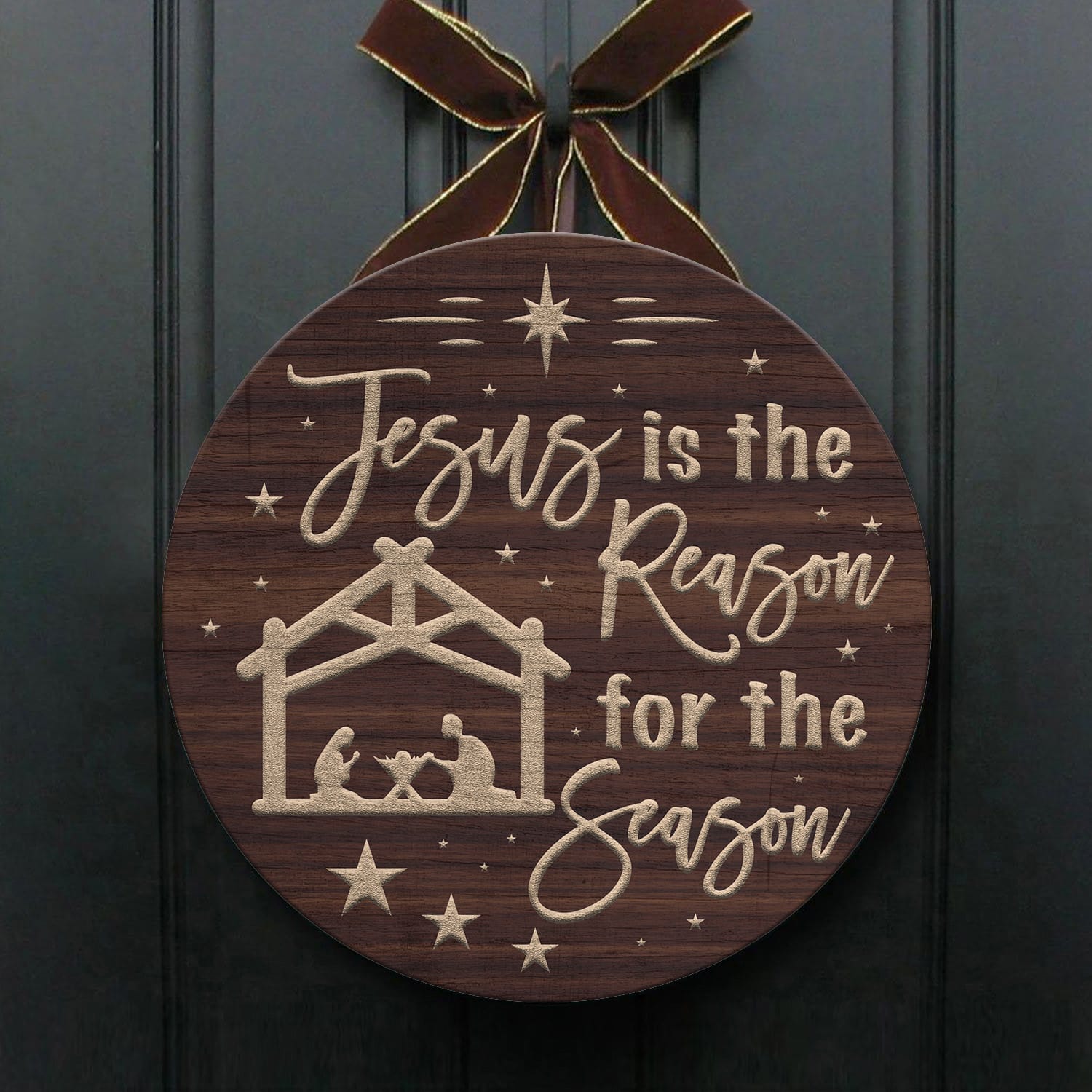 7LV. Jesus is The Reason Circle Doorsign (5) Door Sign Mockup 1