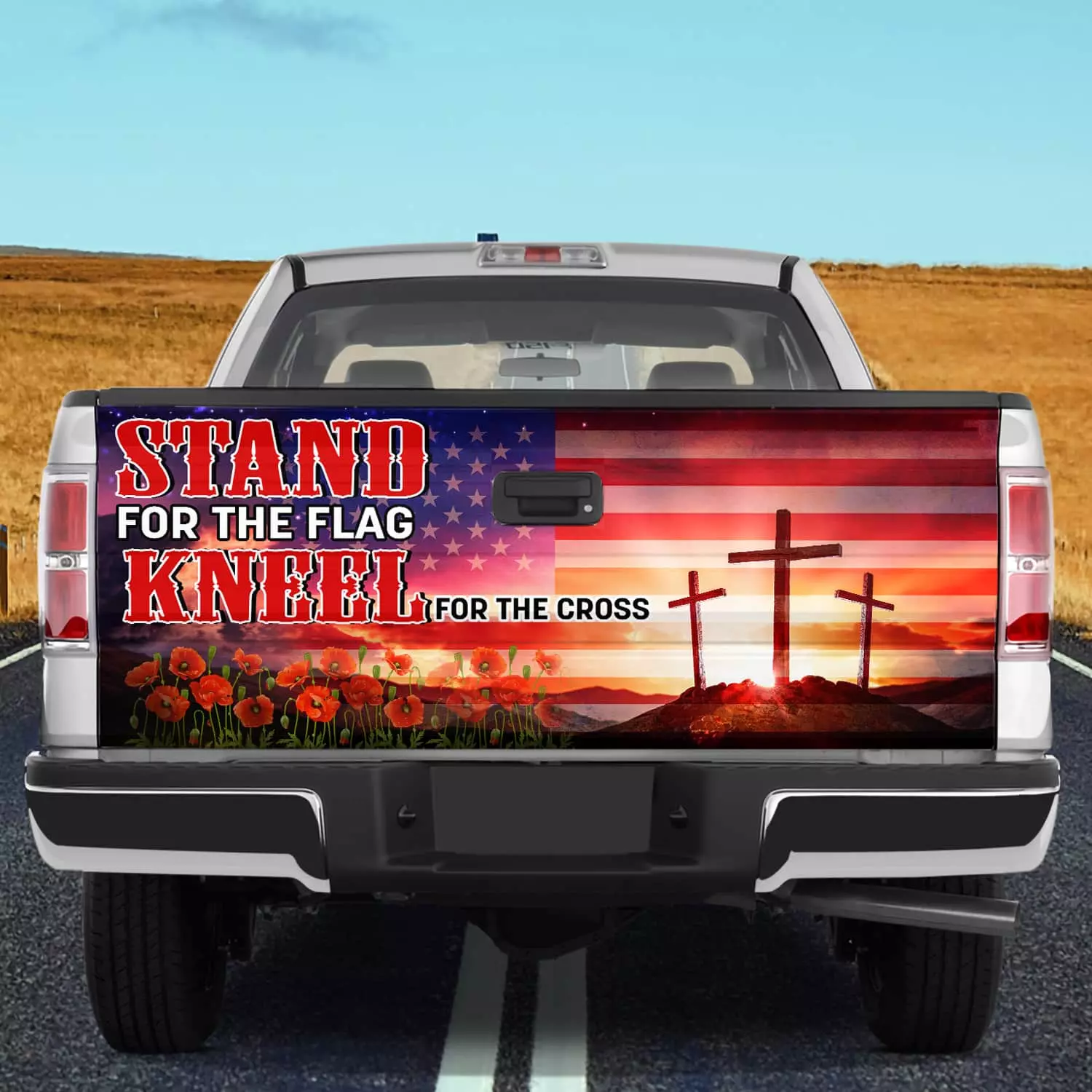 5NH. Stand For Flag Decal Tailgate Wrap Mockup 10