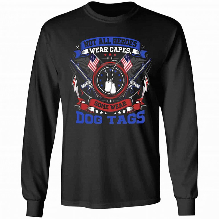 1. Heroes Wear Dog Tag(6), Black, Long Sleeve