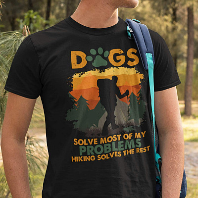 Dogs Solve Most Of My Problems Hiking Solves The Rest T-Shirt - V-Neck Shirt