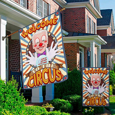 Alternative view of Welcome To The Circus Joe Biden Clown Decorative Garden Flag - Indoor Outdoor Flag - House Flag