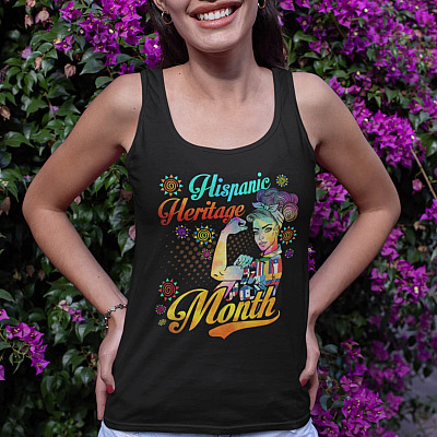 Alternative view of National Hispanic Heritage Month Tank Top Tee - Hispanic Latino American Countries Flag Ladies Racerback Tank