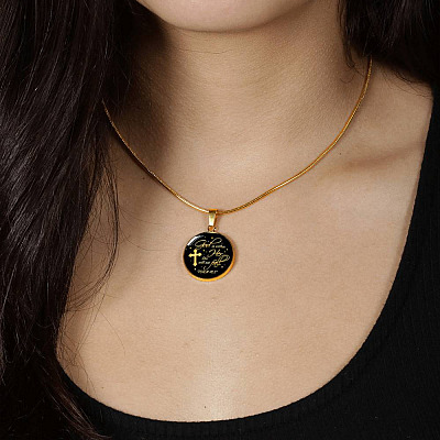 Cross God Is Within Her She Will Not Fall Psalm 46 5 Christian Circle Pendant Necklace - Bangle
