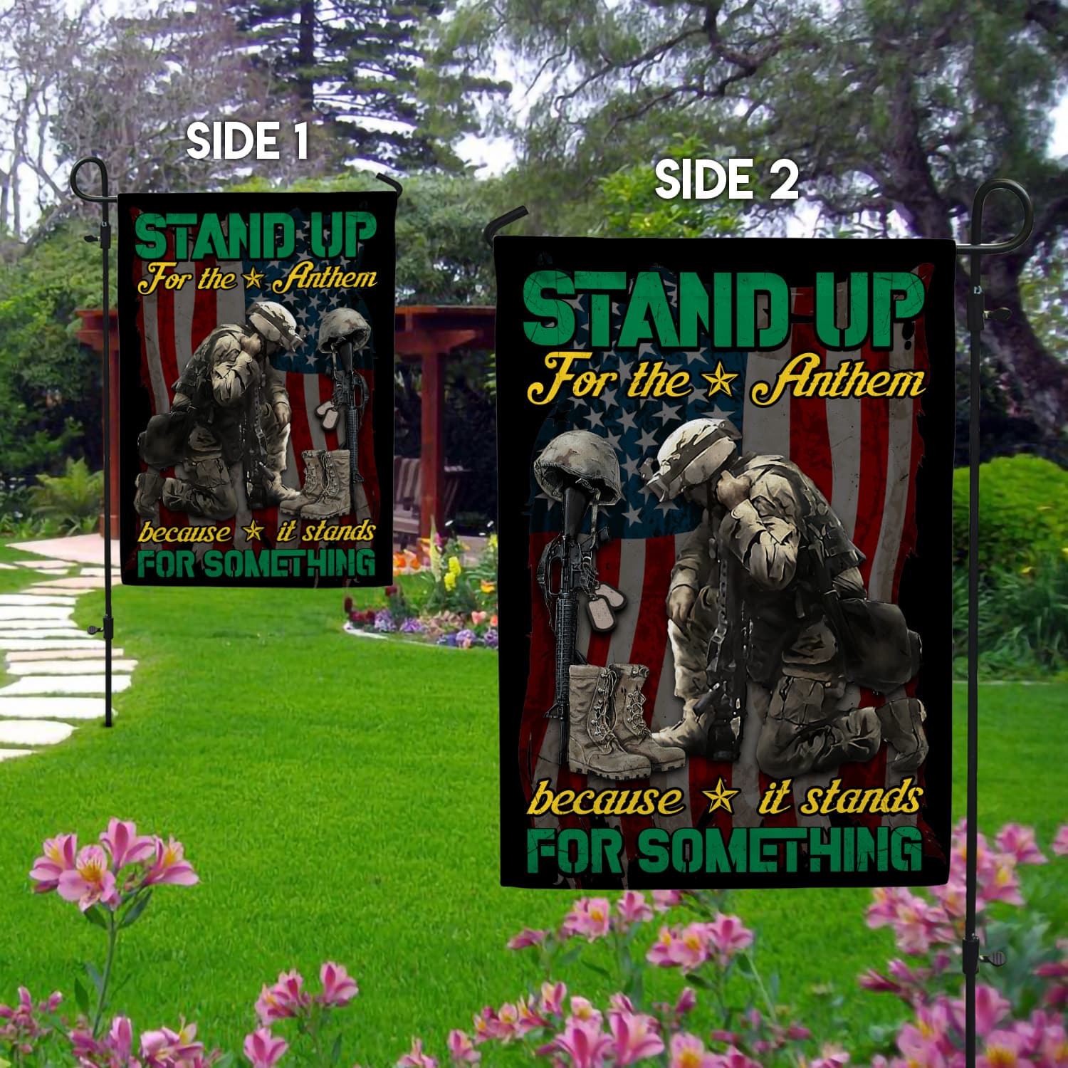 6LV. Stand Up For The Anthem Garden Flag Mockup 2 Side-1