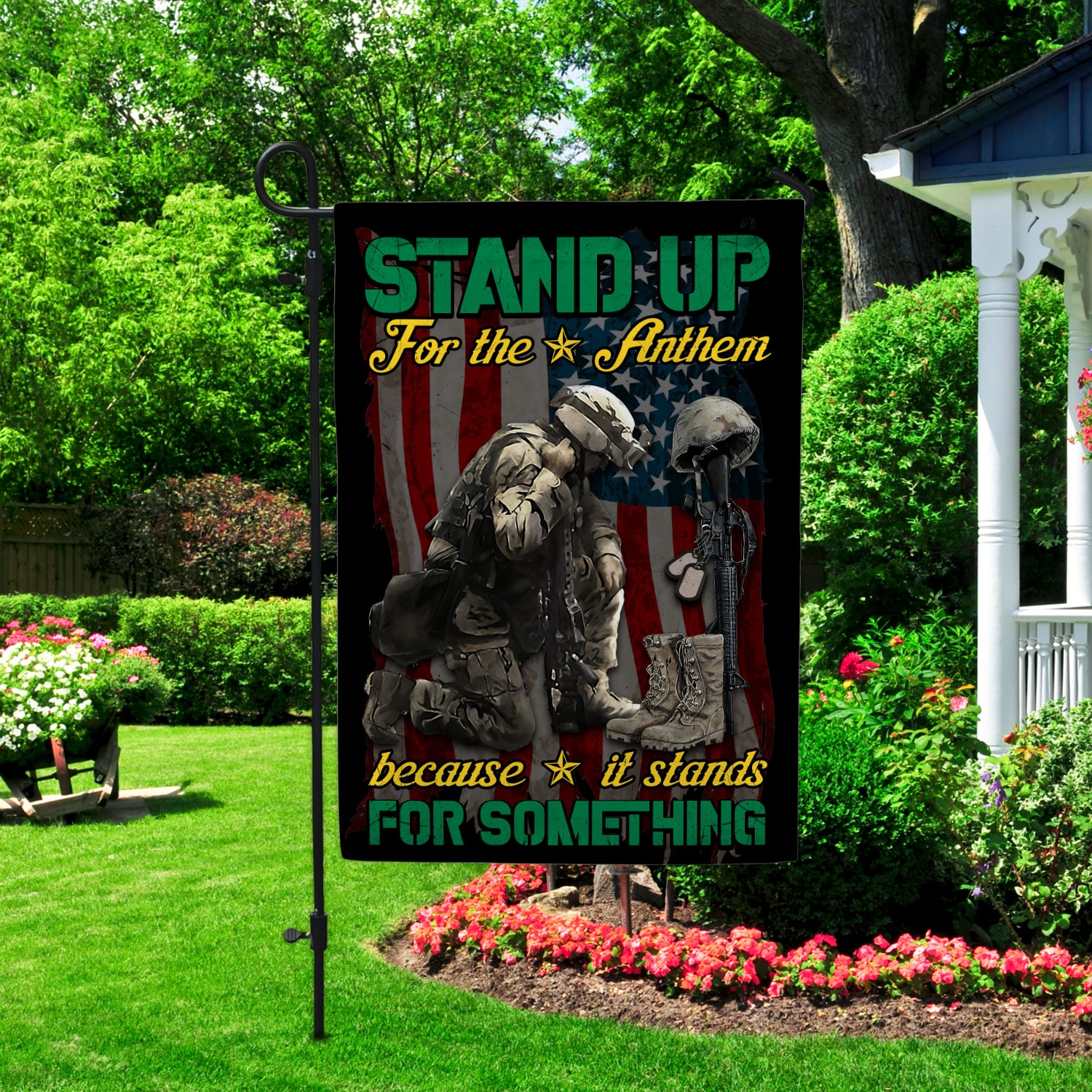 6LV. Stand Up For The Anthem Garden Flag Mockup 2