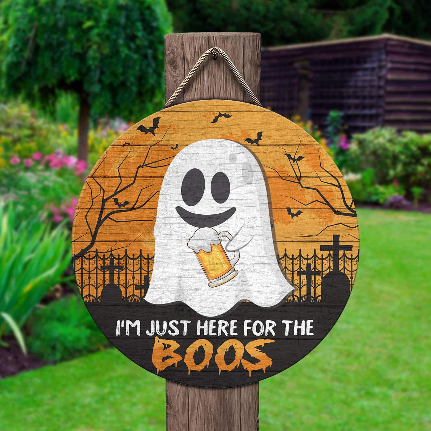 9VT. Just Here For The Boos Door Sign Door Sign Mockup 2