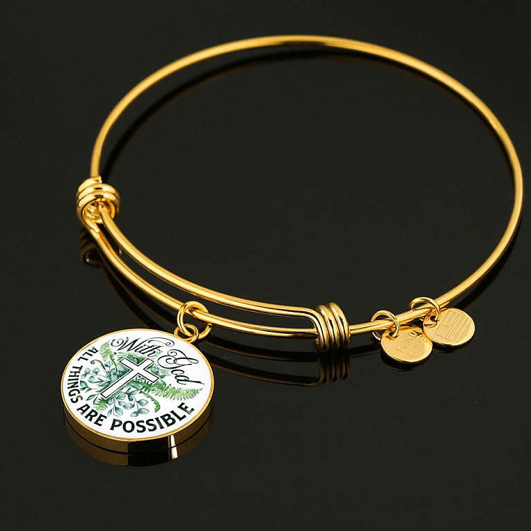 With God All Things Are Possible Flower Cross Circle Pendant Necklace