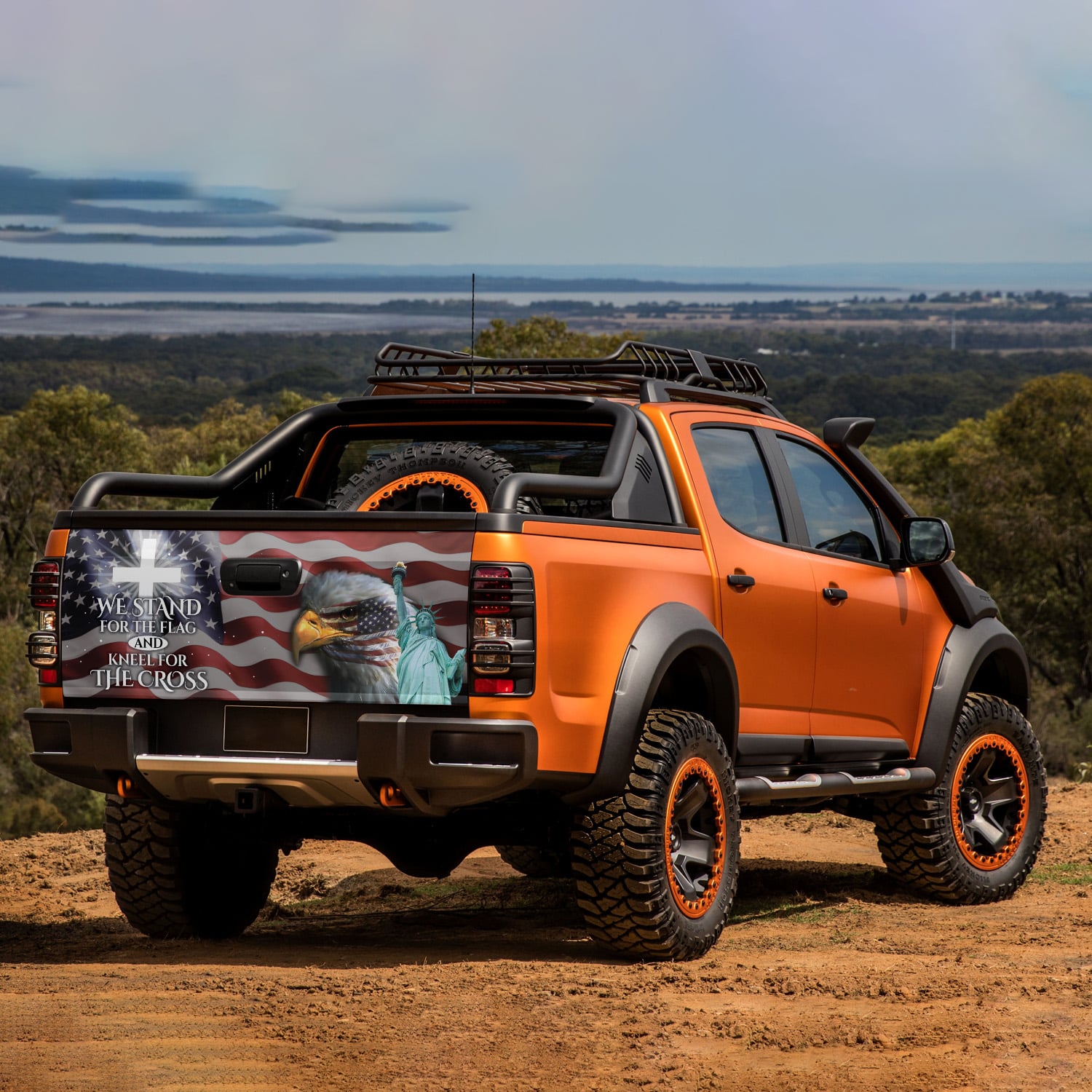 3O. Stand For The Flag(6) Tailgate Wrap Mockup 7