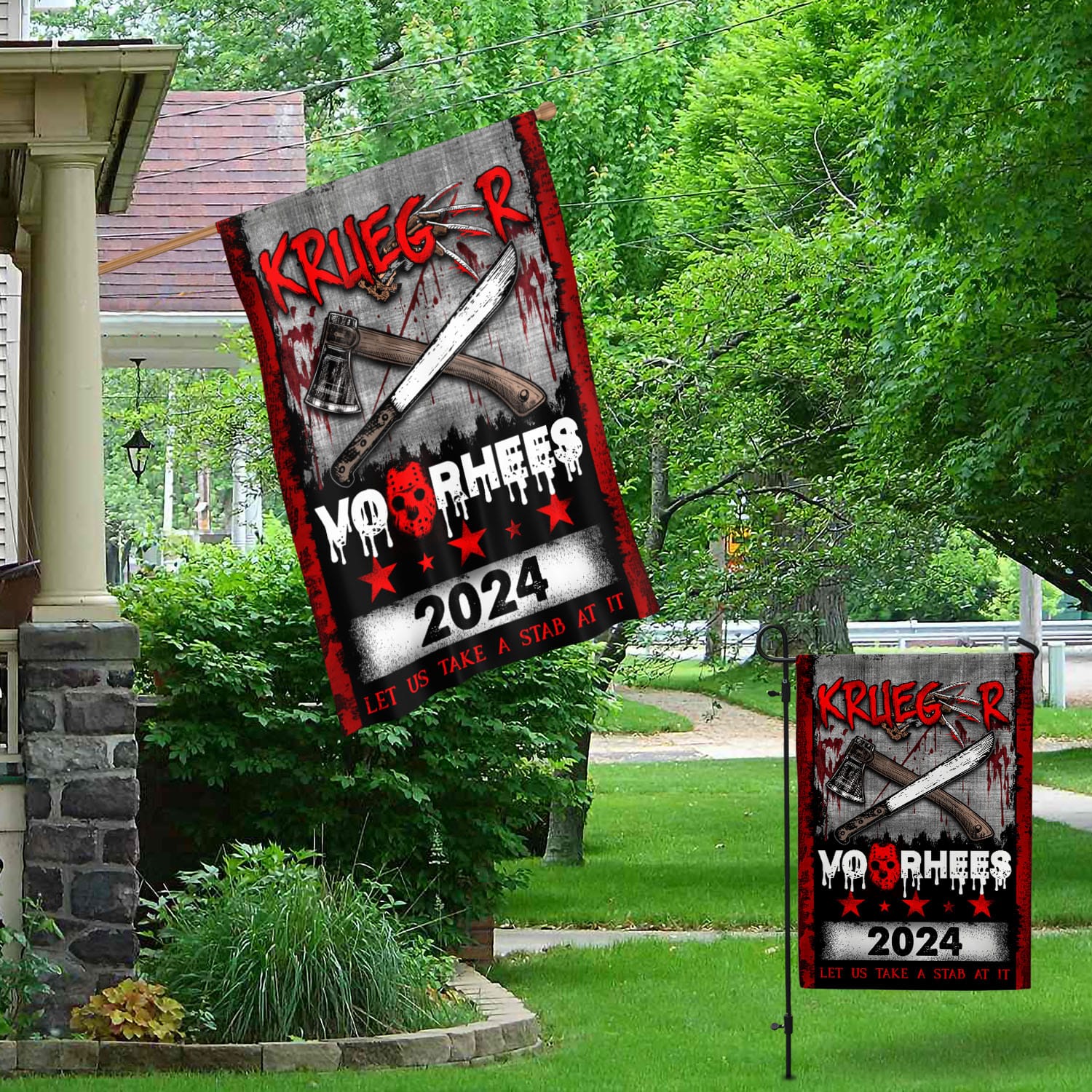 9VT. UU TIEN Krueger Voorhees 2024 flag Garden & House Mockup 1