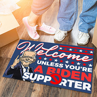 Alternative view of Welcome Unless You’re a Biden Supporter - Anti Biden Doormat Funny Political Entrance Indoor Outdoor Decorative Doormat