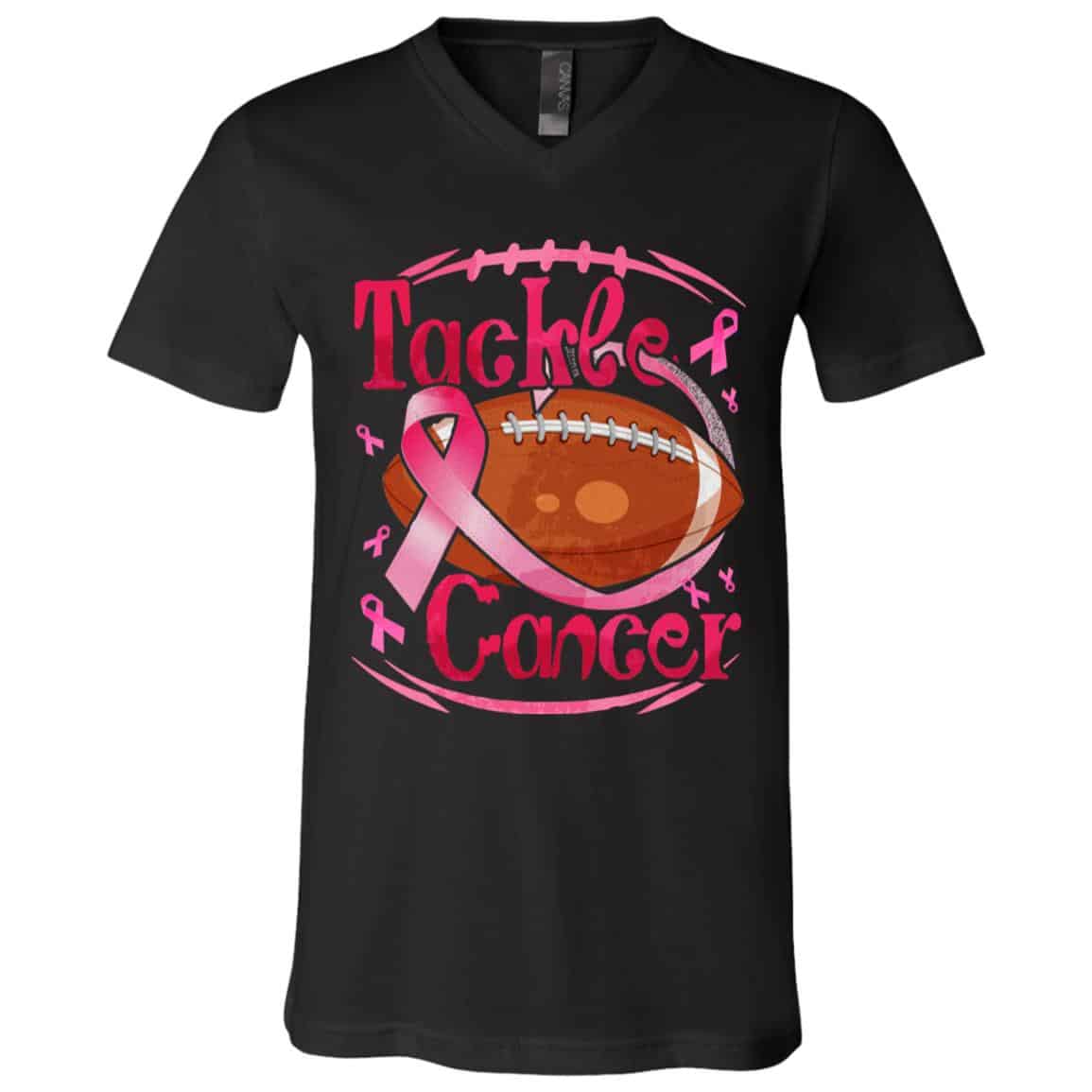 2KNG. Tackle Cancer_tee, Black, V-Neck T-Shirt