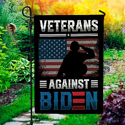 Veteran Against Biden Garden Flag - Biden Blood On His Hands House Flag - Impeach Joe Biden Flag